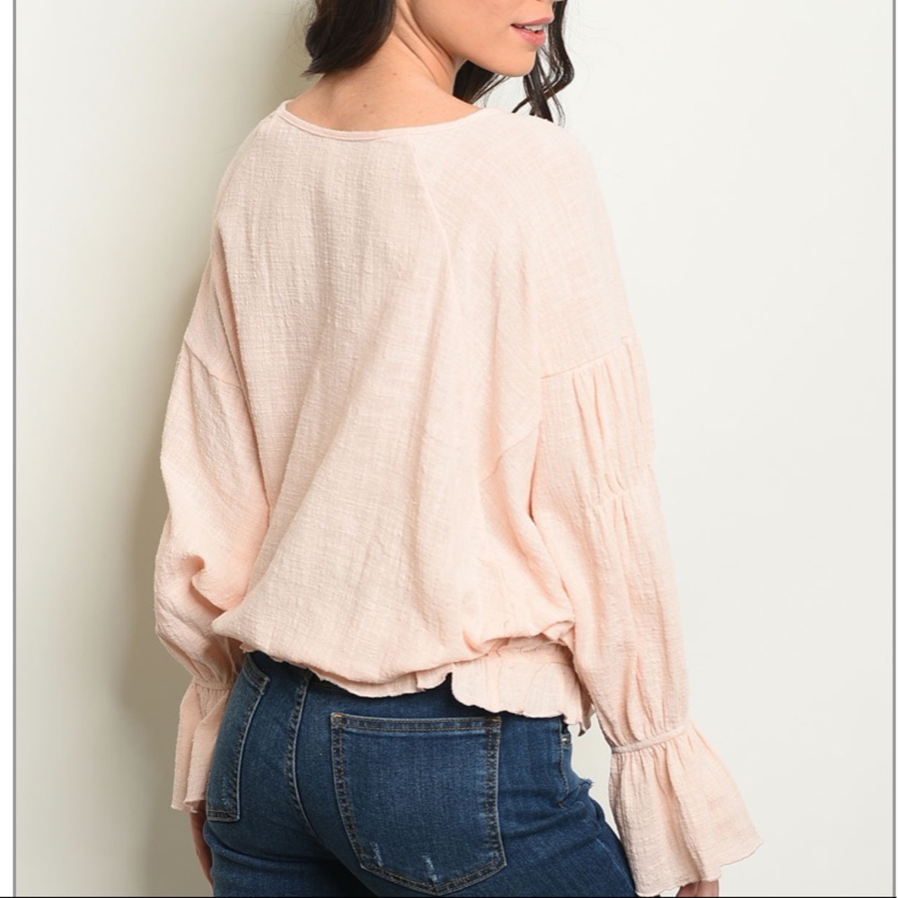 ☕️Peach Gauzy Bell Sleeve Top🌟 - Picture 4 of 4